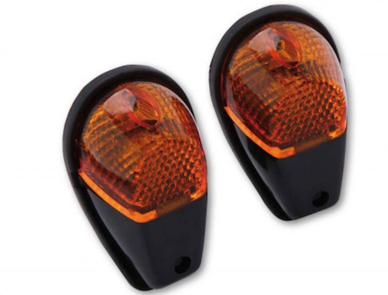 Streetparts24 Verkleidungsblinker Schwarz Blinker Satz Verkleidung, E-Geprüft Vorne für Roller/Scooter/Motorrad/Quad/ATV – Vorne, 12V 21W BAY9S - Schwarze Mini-Verkleidungsblinker von Streetparts24