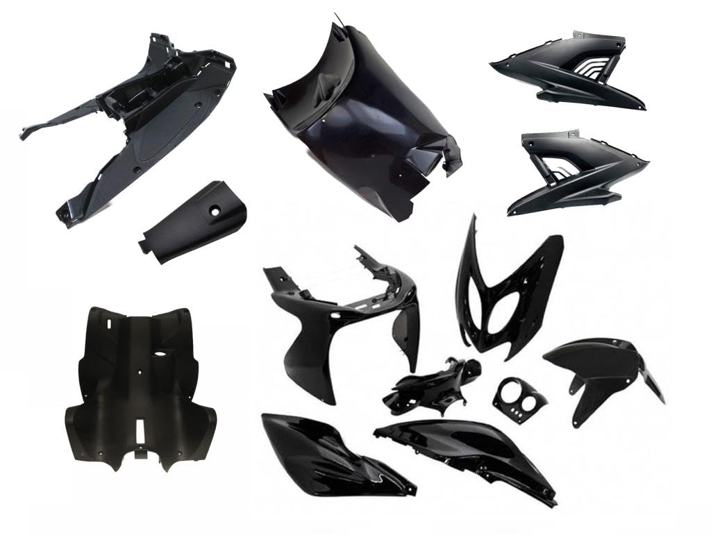 XXL Verkleidungsset 13-teilig Verkleidung Satz Schwarz für Yamaha Aerox MBK Nitro 50 100 5BR SA14 Beinschild Unterboden Lenker Front uvm. von Streetparts24