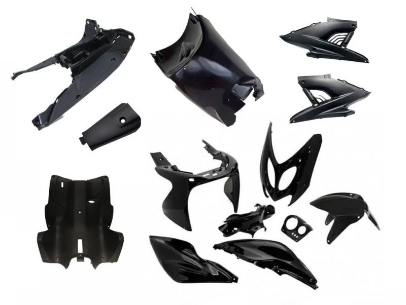 XXL Verkleidungsset 13-teilig Verkleidung Satz Schwarz für Yamaha Aerox MBK Nitro 50 100 5BR SA14 Beinschild Unterboden Lenker Front uvm. von Streetparts24