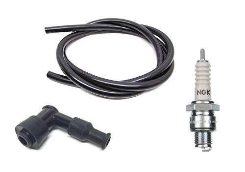 Zündkerzenstecker + Zündkabel + Zündkerze Set passend für Hercules 1 2 2N 2S 3 3S 4 GP 4N 4S 4SL 5 5N 5S 5SL – 90° Stecker, 100 cm Kabel, B6HS Zündkerze von Streetparts24