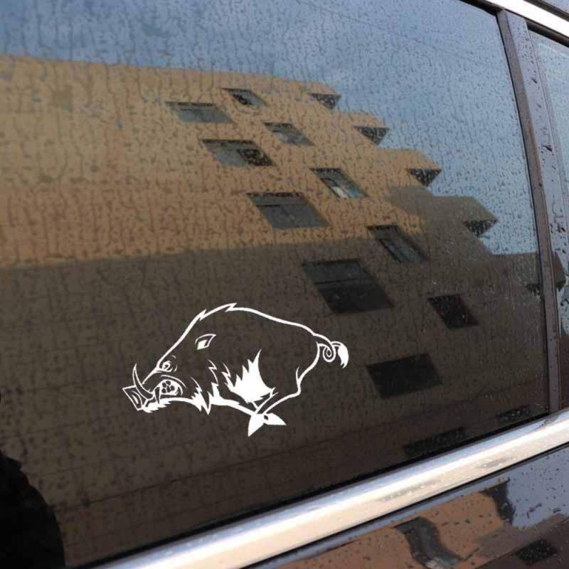 Ferocious Deadly Wild Boar Fun Window Bumper Sticker Vinyl Decal 12.7CM x 8.3CM - White von Handmade By Stukk