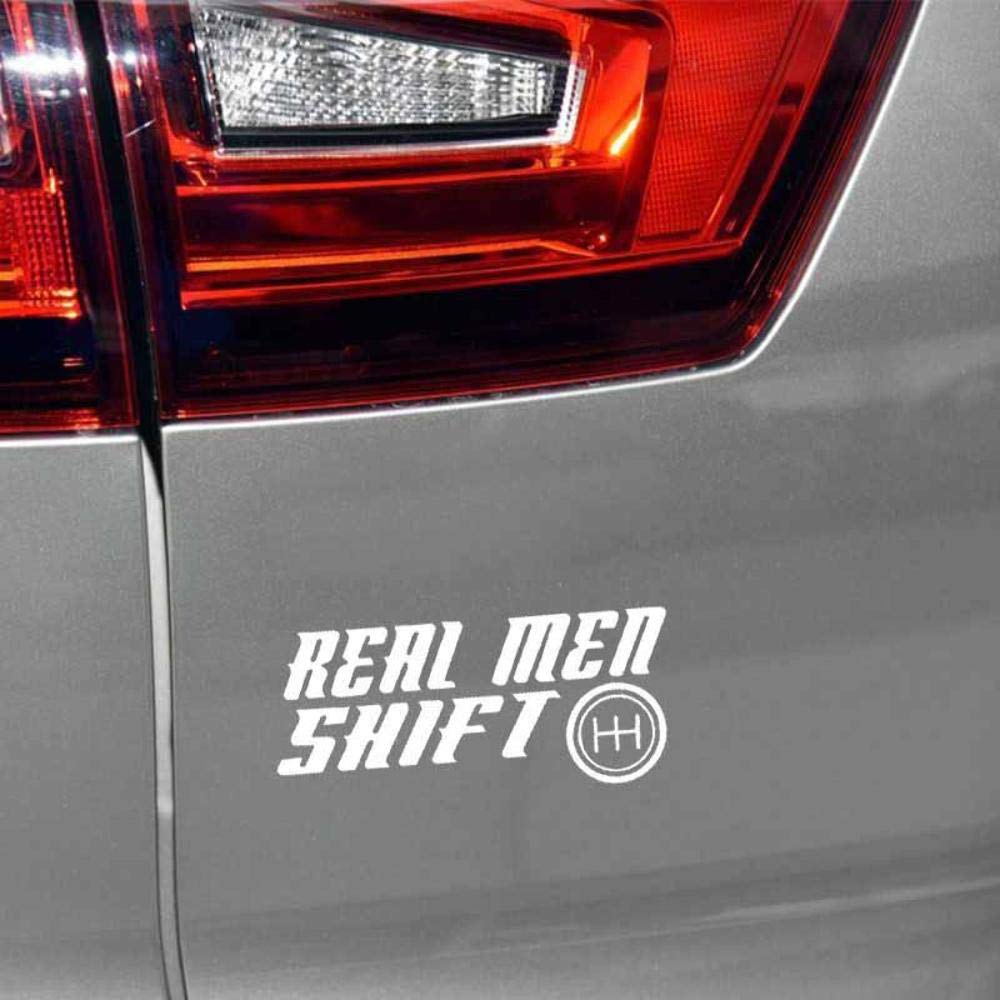 Real Men Shift Calligraphy Fun Window Bumper Vinyl Decal JDM Sticker 15CMx 6.7CM - White von Stukk Stickers