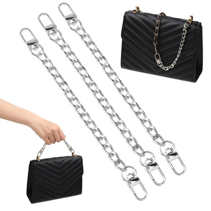 3 Stück Taschenkette 20cm Tasche Kette Schulterriemen Geldbörsen Verlängerungsketten Kurze Taschenkette Silberne Geldbörsen Kettenverlängerung Zubehör dünnes Geldbörsenband für Geldbörsen Handtaschen von Styquenzer