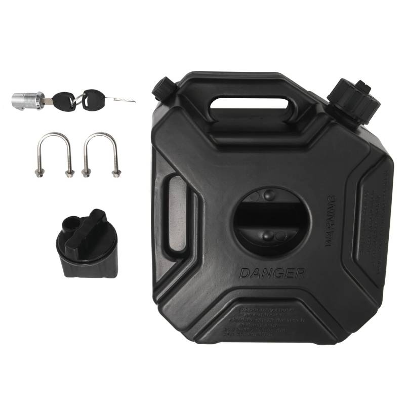 Stytpwra 5 l Kraftstofftank schwarz für Auto Motorrad Benzin Ersatztank Reservoir Kanister Kraftstoff Kanister mit Schloss und Schlüssel von Stytpwra