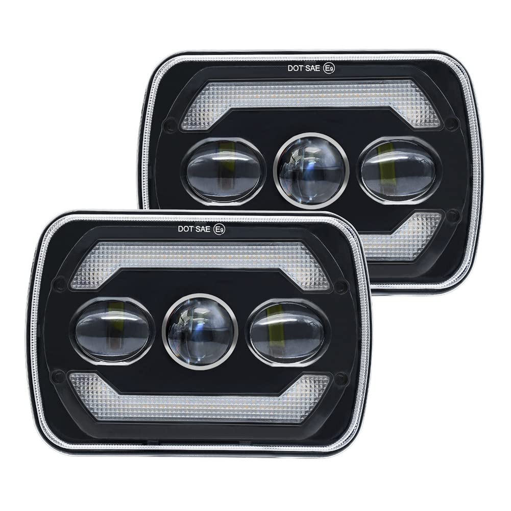 Stytpwra LED-Scheinwerfer, 5 x 7, 180 W, 7 x 6, Zubehör-Set mit Blinker, Gelb, Weiß, DRL für YJ XJ Trucks H6054 H5054 H6054LL von Stytpwra