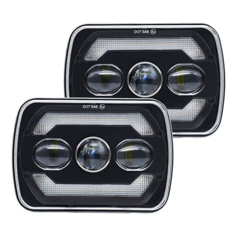 Stytpwra LED-Scheinwerfer, 5 x 7, 180 W, 7 x 6, Zubehör-Set mit Blinker, Gelb, Weiß, DRL für YJ XJ Trucks H6054 H5054 H6054LL von Stytpwra