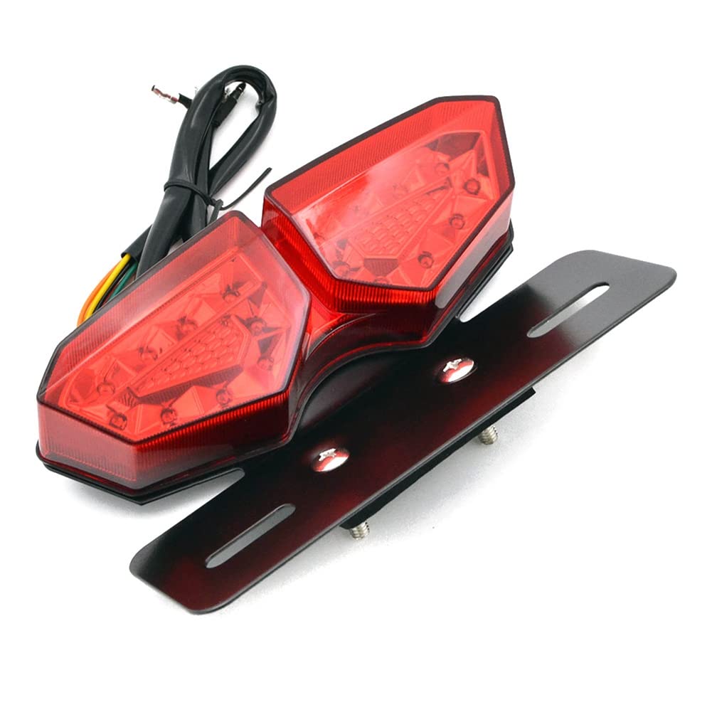 Stytpwra Rücklicht für Motorrad, Geländefahrrad, Strandrad, 12 V, LED, großer Schmetterling, Lizenz, Bremslicht, rote Linsen von Stytpwra