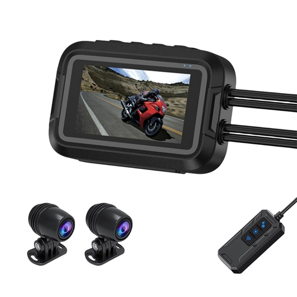 Stytpwra V9 Motorrad Dashcam WiFi 1080P Rückkamera Wasserdicht Motorrad Video Recorder Kamera mit Parkmonitor Einfache Installation A von Stytpwra