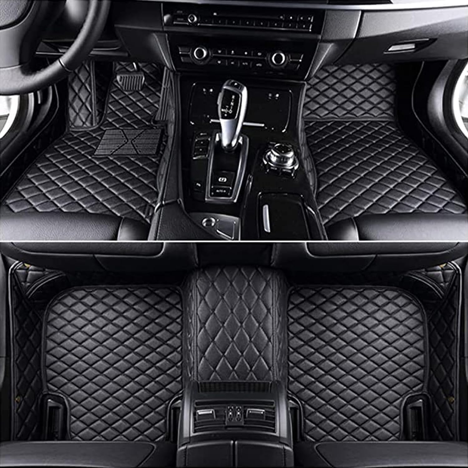 Auto Fußmatten für-Mercedes-Benz Maybach GLS 2021 (5 Seats), Allwetter Wasserdichtes Antirutsch Luxus Leder Voller Bedeckter Innenschutz Zubehör,Black von SubSol