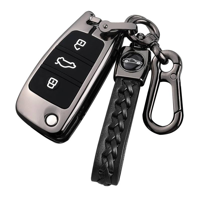 Sucxyor Kompatibel mit audi Schlüsselhülle A1 A3 A4 A6 A8 Zinklegierung Autoschlüssel Hülle Kompatibel mit audi Q2 Q3 Q7 S3 S6 RS3 RS6 R8 TT TTS Schlüssel Cover Schutzhülle mit Schlüsselanhänger von Sucxyor