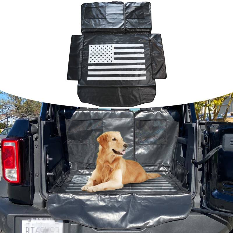 sukemichi Cargo Mat Cargo Liner für Bronco 4-Türer, Hundesitzbezüge für Ford Bronco Zubehör 2021 2022 2023 2024, wasserdichtes Oxford, 1 Stück, (Flagge) von sukemichi