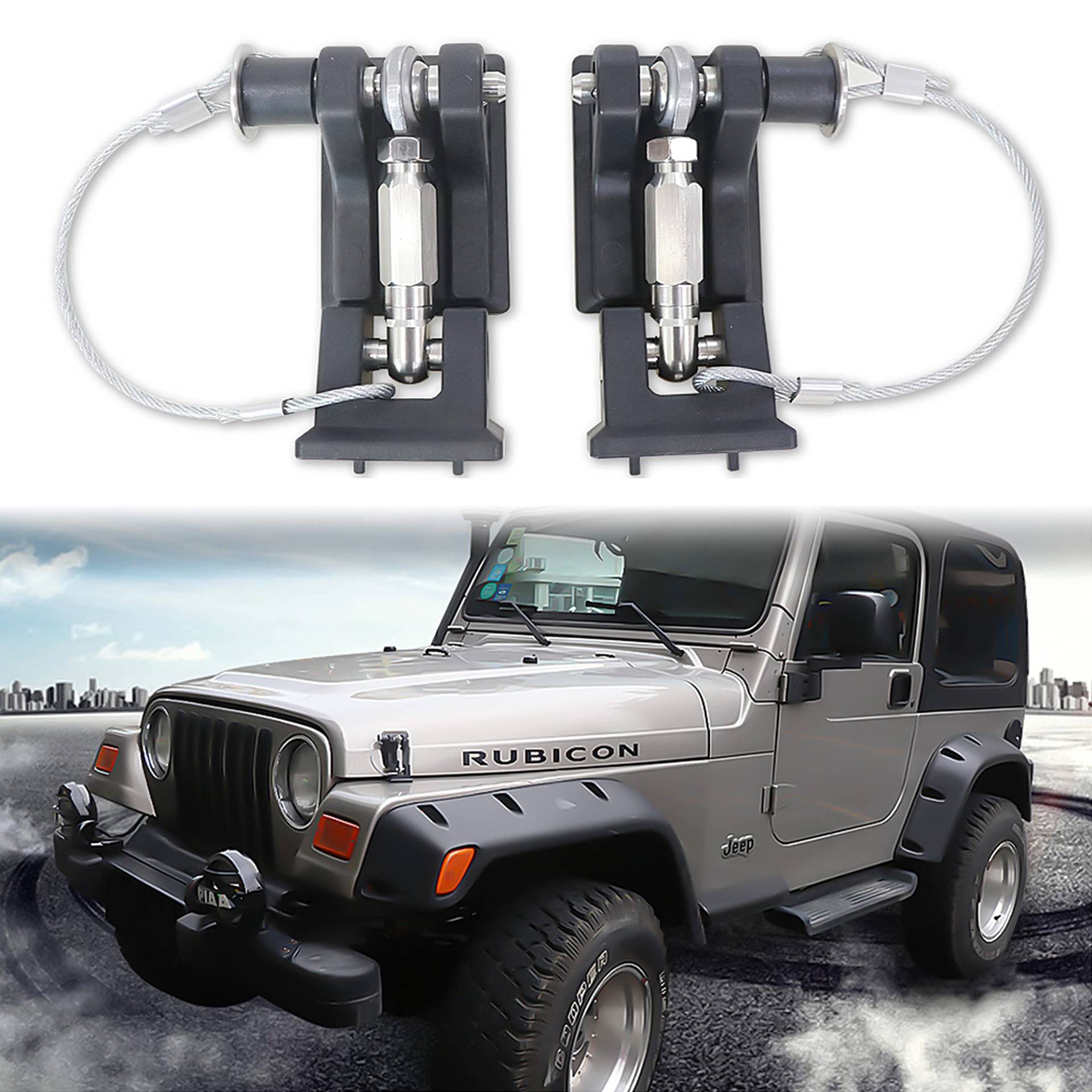 Sukemichi TJ Motorhaubenriegel für Jeep Wrangler, Verriegelung für 1997–2006 Jeep Wrangler Upgrade, beseitigt das Flattern der Motorhaube, 1 Paar von sukemichi