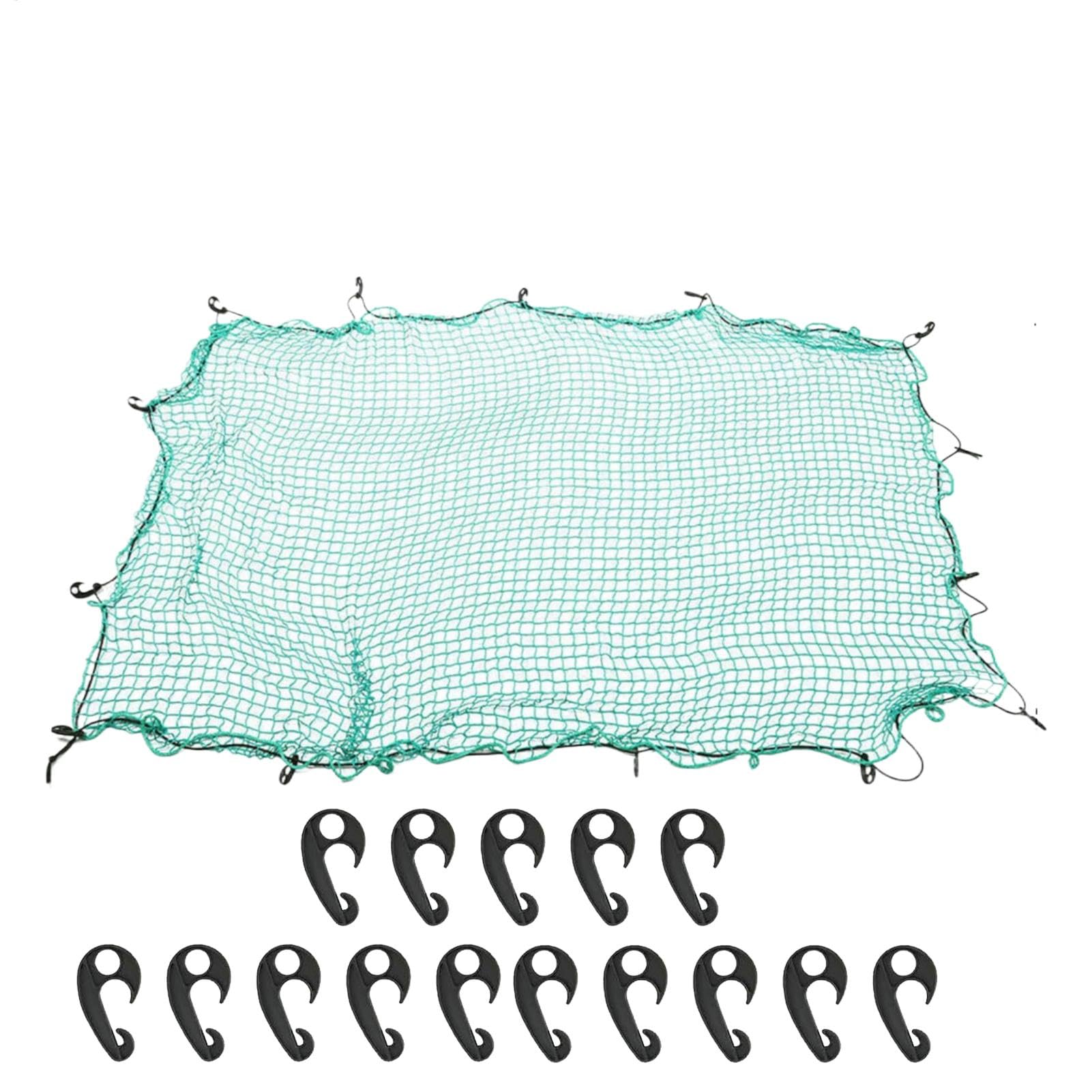 Cargo Net Pickup Truck Luggage Bungee Mesh Secure Loads Net Measuring 2m x 15pcs Hooks Included for Car ATV Boat SUV Van Trailer Snowmobile Secure Loads von Sulxyi