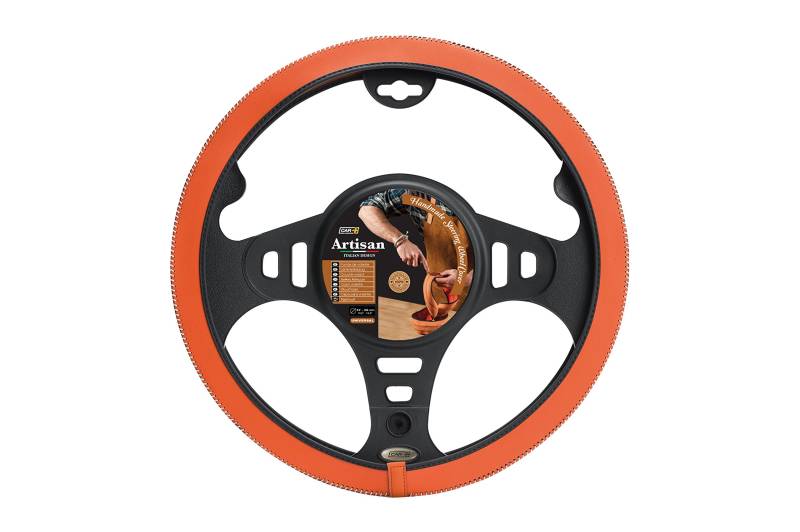 Sumex / Suministros Exteriores SA Italienische handgemachte Premium Handwerker orange Leder Auto Lenkradabdeckung Handschuh von Sumex