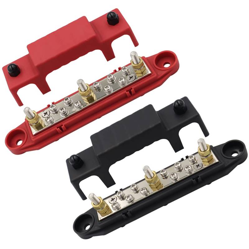 Sun3drucker Sammelschiene Busbar M6 150A Verteilerblock - 12V - 48V DC, 3 Bolzen, 10 Schrauben, Stromverteiler Batterieverteilerblöcke für Auto RV Boot Yacht von Sun3drucker