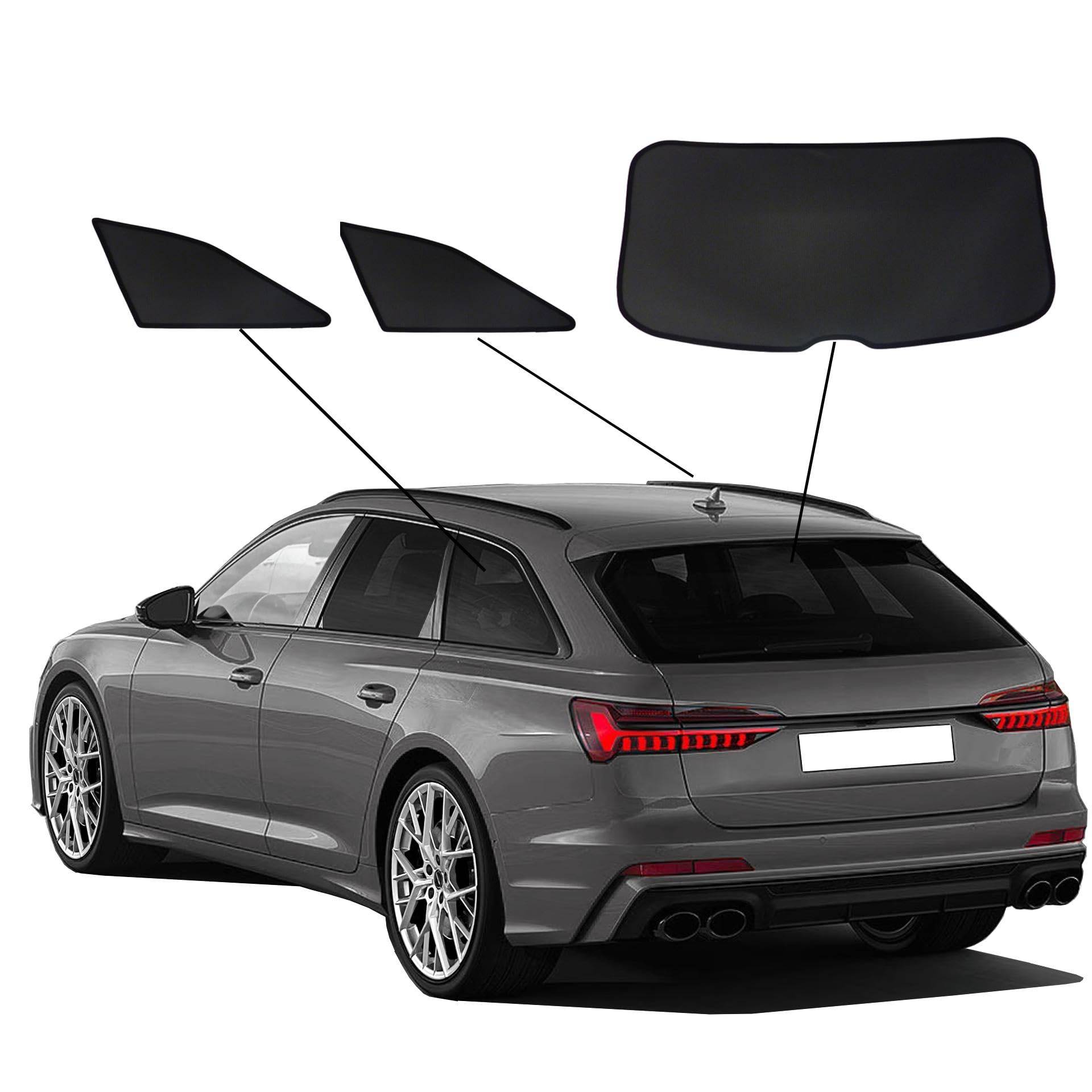 Premium SunClip Sonniboy Sicht- & Sonnenschutz kompatibel mit Audi A6 Avant 2018- Heckfenster & Seitenfenster-Set 3-teilig INKL Tasche von SunClip