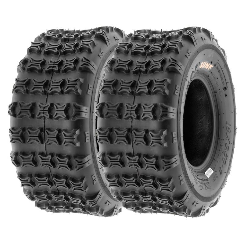 SunF A018 18x9.5-8 18x9.5x8 Quad ATV/UTV Reifen XC/SP-Rennreifen 6PR 33F TL E4, Satz von 2 Stück von SunF