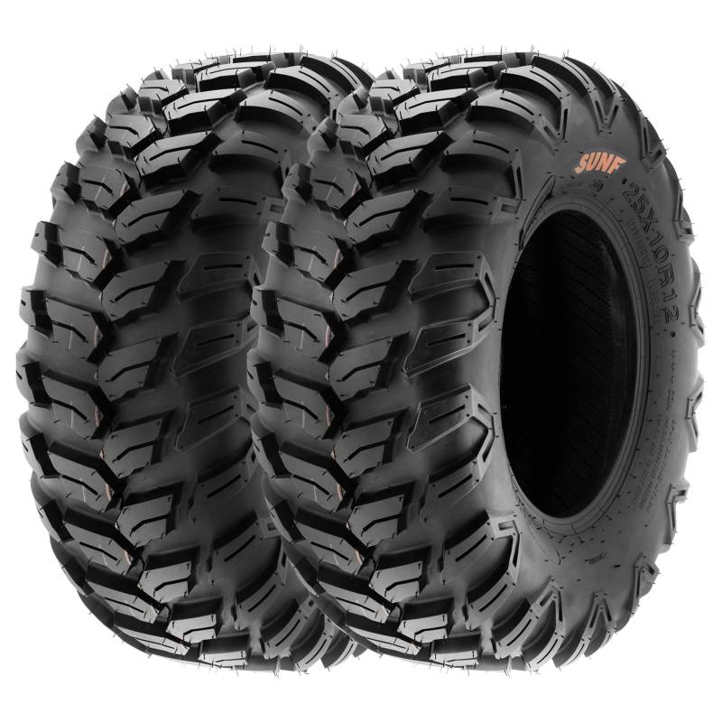 SunF A043 25x10-12 25x10x12 Sport-Performance XC ATV UTV Quad Reifen Gelände Radialreifen 6PR TL 63N E4, Satz von 2 Stück von SunF