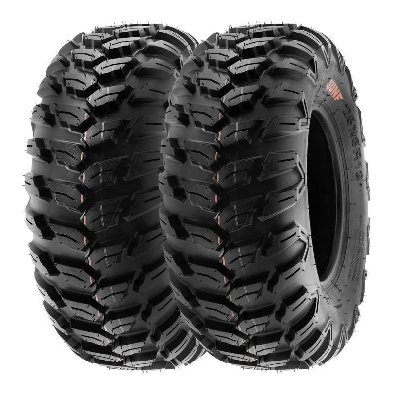 SunF A043 25x8-12 25x8x12 Sport-Performance XC ATV UTV Quad Reifen Gelände Radialreifen 6PR TL 57N E4, Satz von 2 Stück von SunF