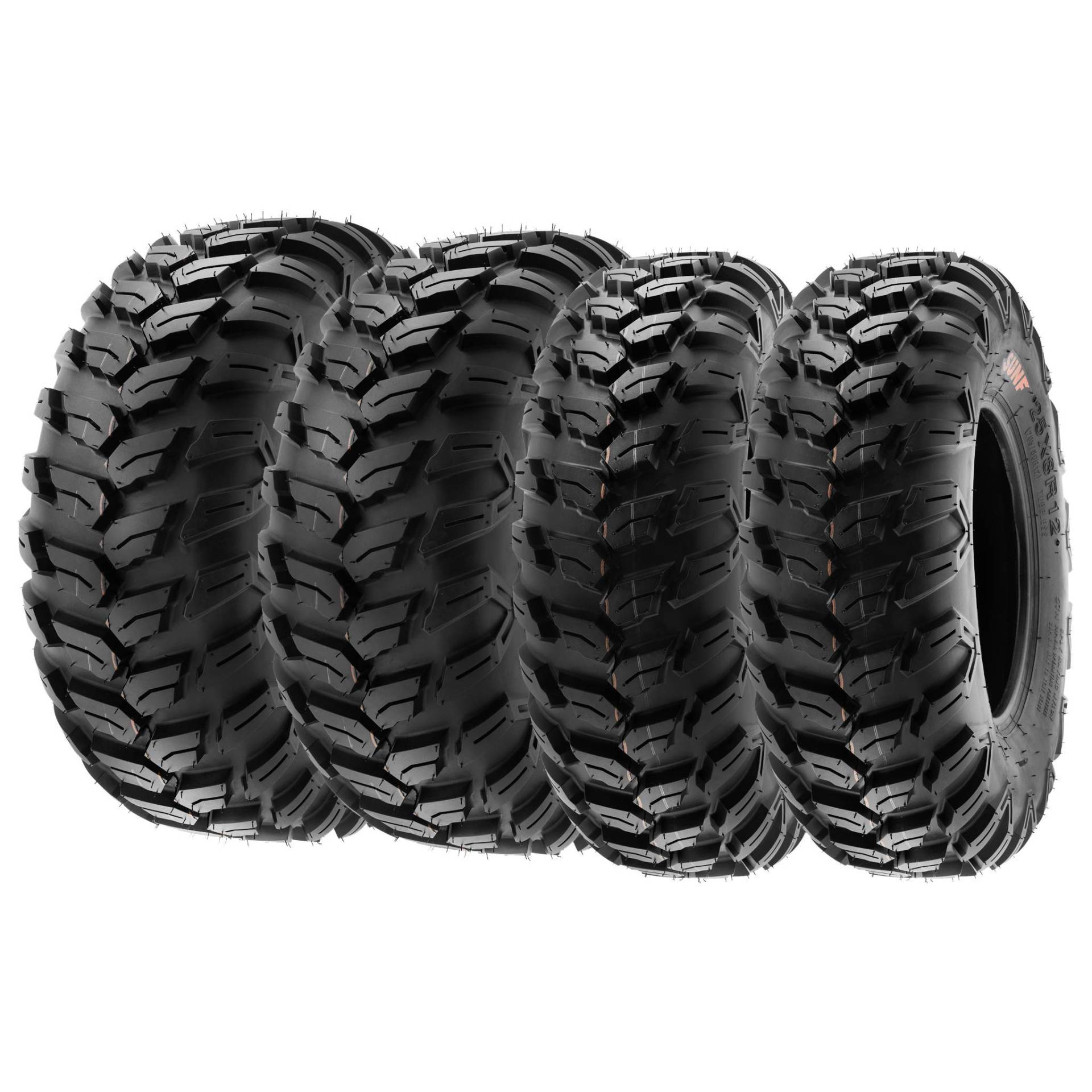 SunF A043 25x8-12 & 25x10-12 Sport-Performance XC ATV UTV Quad Reifen Gelände Radialreifen 6PR TL 63N E4, Satz von 4 Stück von SunF