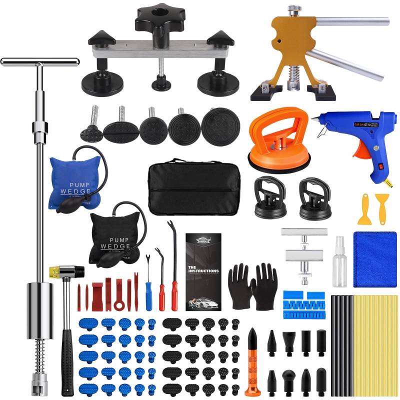 SundpeyPRO Auto Dellen Reparaturset 119Pcs - Auto Reparatur Ausbeulwerkzeug Lackfreies Dent Reparatur Puller Kit Karosserie Beulen Ausbeulwerkzeugset für Hagelschaden Fahrzeug Dellen von SundpeyPRO