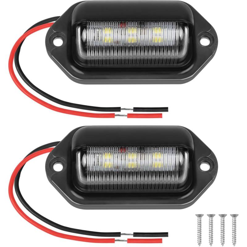 SunnyOcean LED Kennzeichenbeleuchtung 6 SMD LED Kennzeichenleuchte, Nummernschildleuchte für 12V/24V PKW, Anhänger, LKW, Wohnwagen - 2 Stück von SunnyOcean