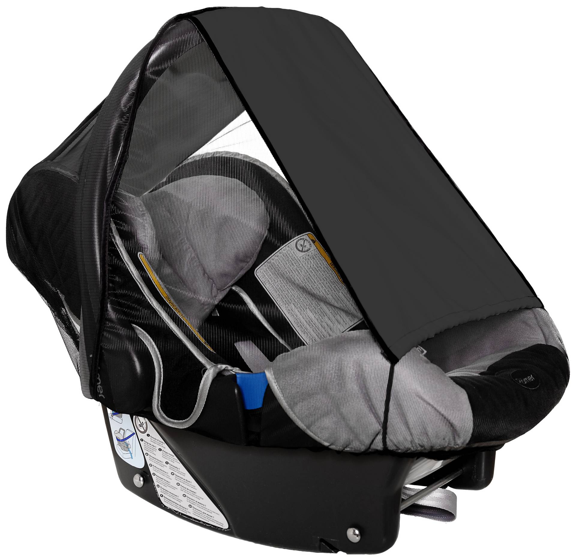 Sunnybaby 11286 - Universal Sonnenschutz für Babyschale, Sonnendach mit Insektenschutz | UV Schutz UPF 50+ | vielseitig verstellbar | mit Eingriff - Farbe: SCHWARZ | Qualität: Made in Germany von Sunnybaby