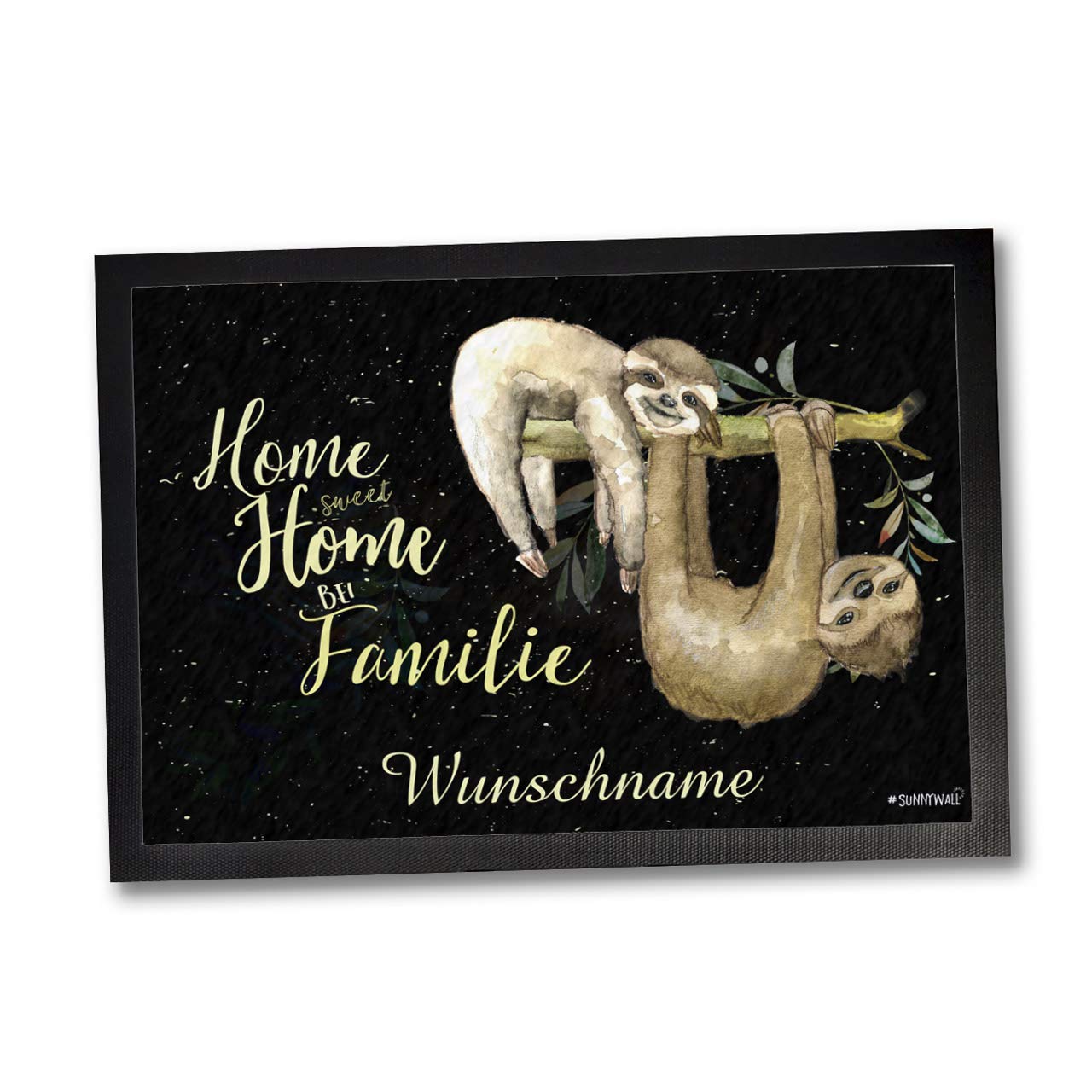 Sunnywall Fußmatte - personalisiert 35 x 50 cm - Faultiere - Home Sweet Home von Sunnywall