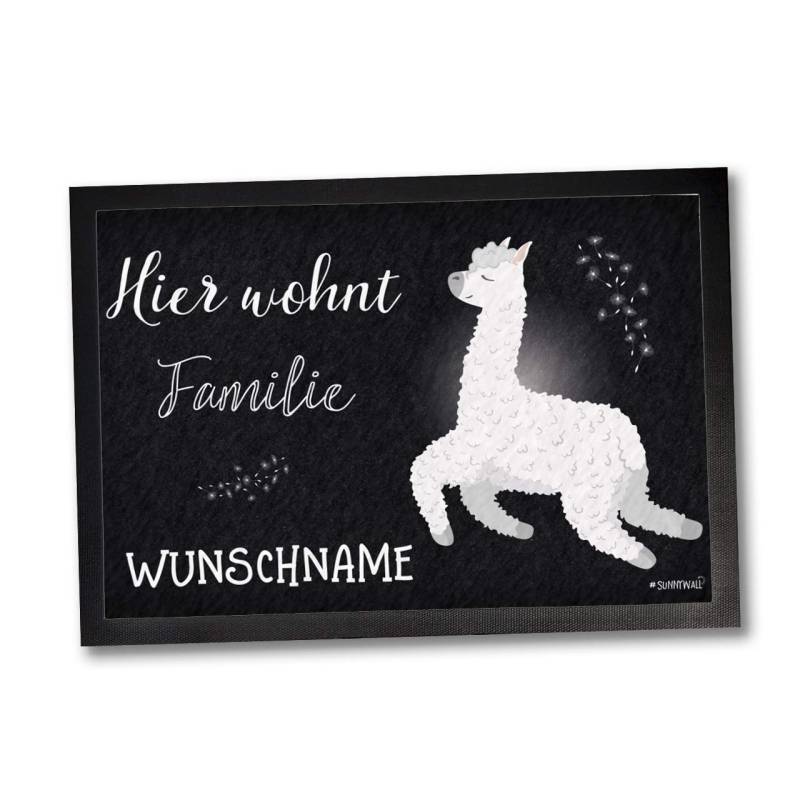 Sunnywall Fußmatte - personalisiert 35 x 50 cm - Hier wohnt EIN Alapaka von Sunnywall