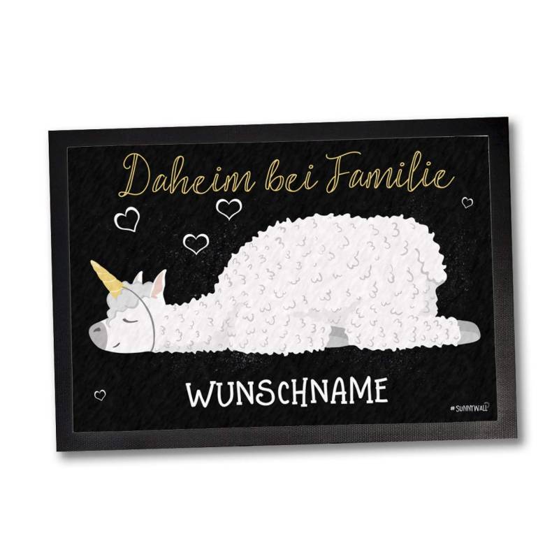 Sunnywall Fußmatte - personalisiert 60 x 40 cm - Alpaka Daheim bei Familie von Sunnywall