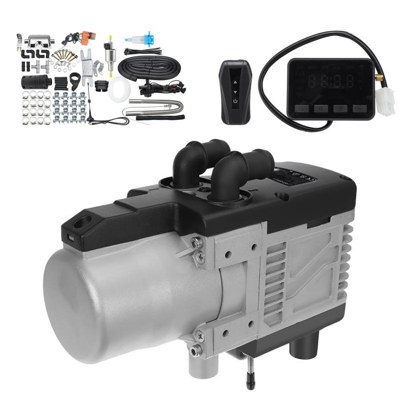 Sunster 5KW 12V Hydronic Kühlmittelheizung, with Fernbedienung Flüssiger Brennstoff Heizung Diesel Warmwasserbereiter Temperaturregelung, zeitgesteuert, für Boot, Wohnwagen, Bus Wohnmobil von Sunster