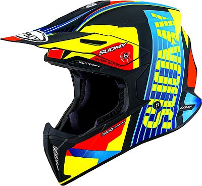 Suomy X-Wing Amped, Motocrosshelm - Schwarz/Gelb/Rot/Hellblau - M von Suomy