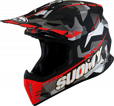 Suomy X-Wing Camouflager, Motocrosshelm - Matt Schwarz/Grau/Rot - XL von Suomy