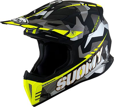 Suomy X-Wing Camouflager, Motocrosshelm - Matt Schwarz/Grau/Neon-Gelb - L von Suomy