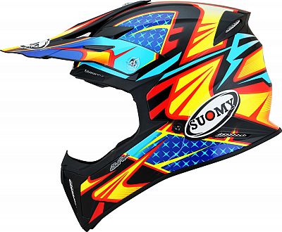 Suomy X-Wing Duel, Motocrosshelm - Schwarz/Hellblau/Blau/Rot/Gelb - M von Suomy