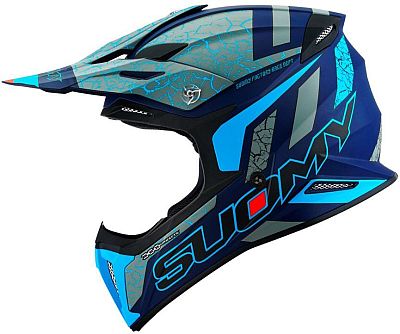 Suomy X-Wing Reel, Motocrosshelm - Matt Dunkelblau/Grau/Neon-Blau - L von Suomy