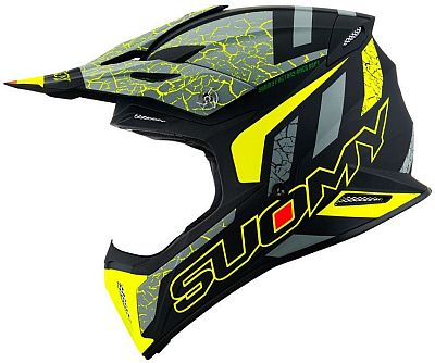 Suomy X-Wing Reel, Motocrosshelm - Matt Schwarz/Grau/Neon-Gelb - L von Suomy