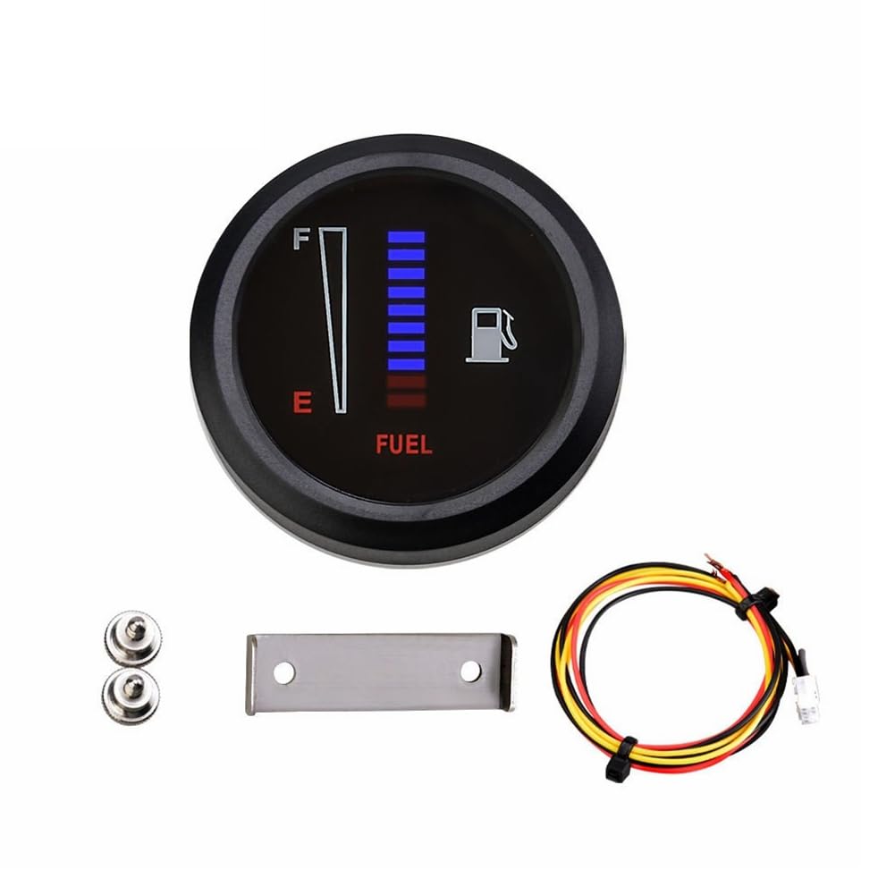 Suoumwa 12 V 2 52 mm Ultradünne Kraftstoffstandsanzeige für Autos und Motorräder, Elektronisch, 8 LED-Leuchten, Tankanzeige von Suoumwa