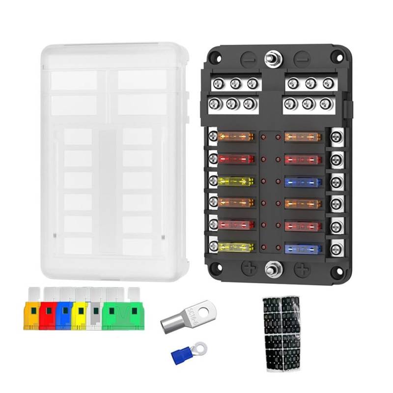 Suoumwa Neuer 12-Wege-Sicherungskasten für Kraftfahrzeuge. Ausrüstung Zur Fahrzeugmodifikation und -Installation. Integrierter Sicherungskasten für Autos und Schiffe von Suoumwa
