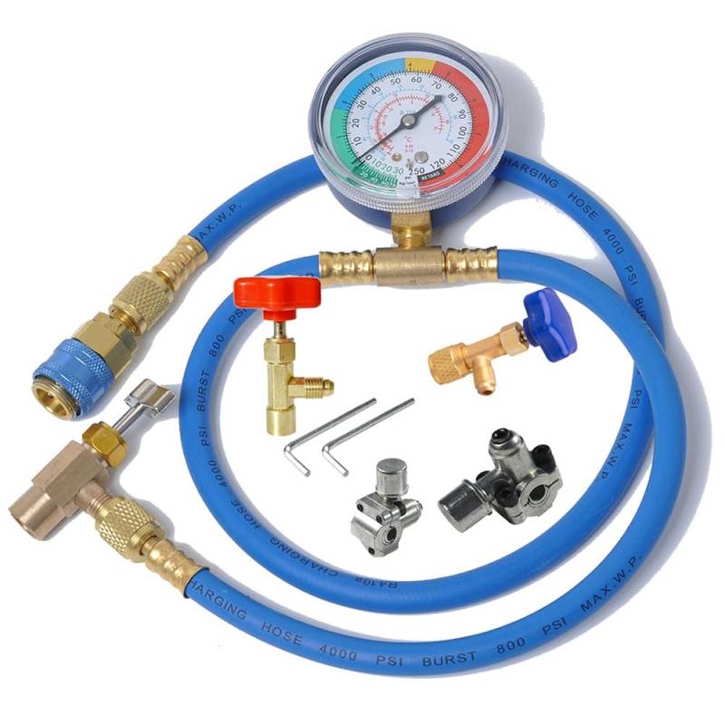 Suoumwa R134A-Kältemittel-Füllschlauch für Klimaanlagen mit Manometer, Nachfüllmessschlauch, Kältemittel-Füllrohr für Autos von Suoumwa