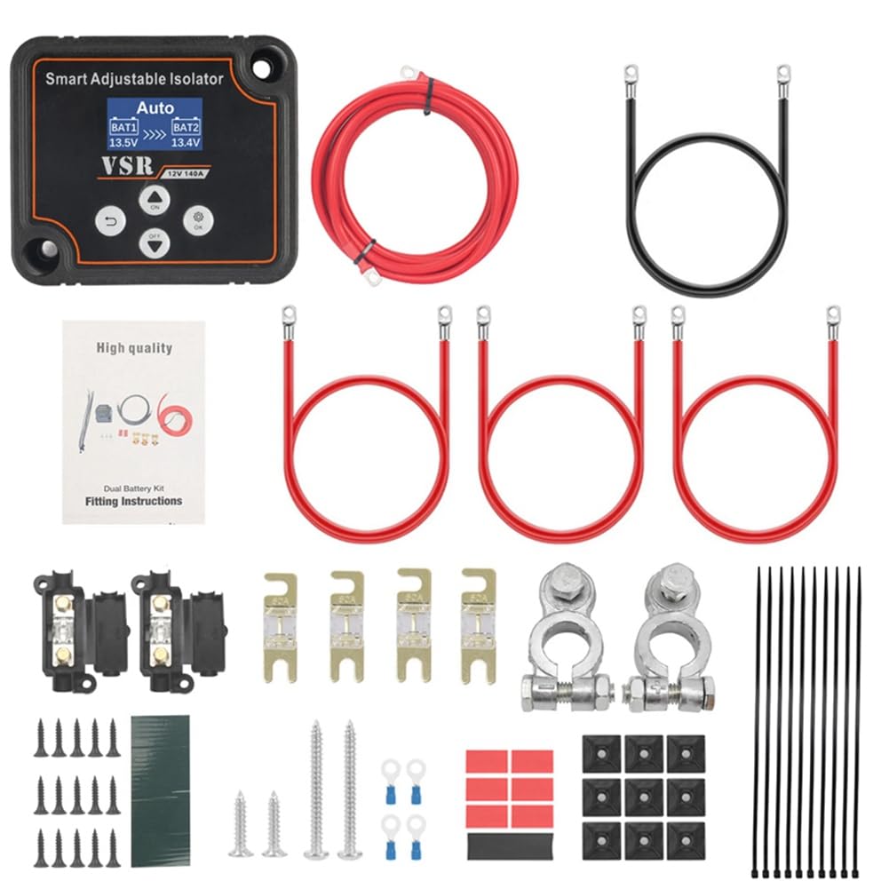 Suoumwa Smart Car Voltage Dual Battery Isolator 12 V 140 A VSR Kit für Lithium- und Blei-Säure-Batterien, Autozubehör, 5 Meter von Suoumwa