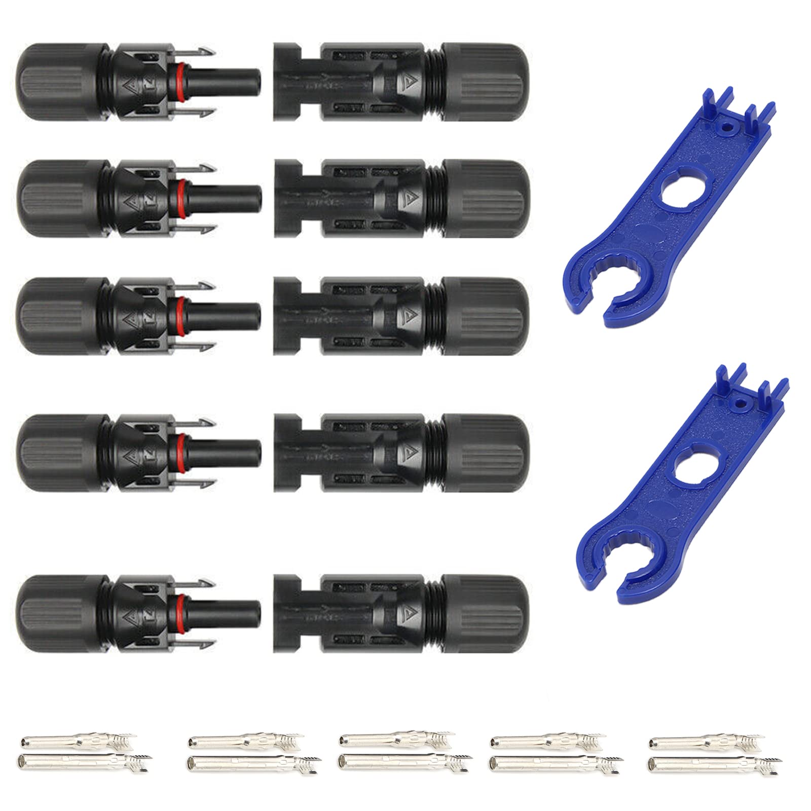 5 Paar Solarstecker,2.5/4/6mm² Männlich/Weiblich photovoltaik solarpanel Stecker Steckverbinder,für Stecker Kabel Buchse Kupplung solaranlage,Mit 2pcs Schraubenschlüssel von SupBiky