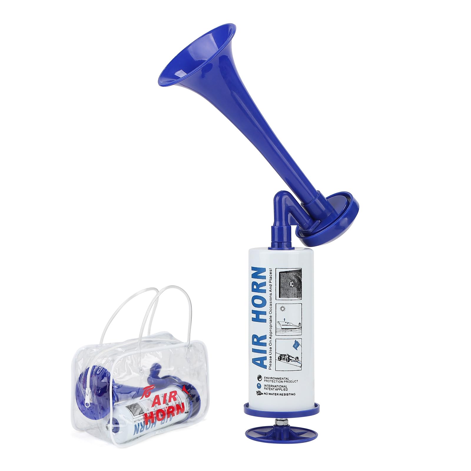 SUPAWAY Manuelles Signalhorn Handheld Air Horn Sehr Lautes Lufthorn Stadion Laut Horntrompete LufthornKrachmacher für Sportveranstaltungen, Bootfahren, Partys, Geburtstage, Camping, Graduierung, Blau von Supaway