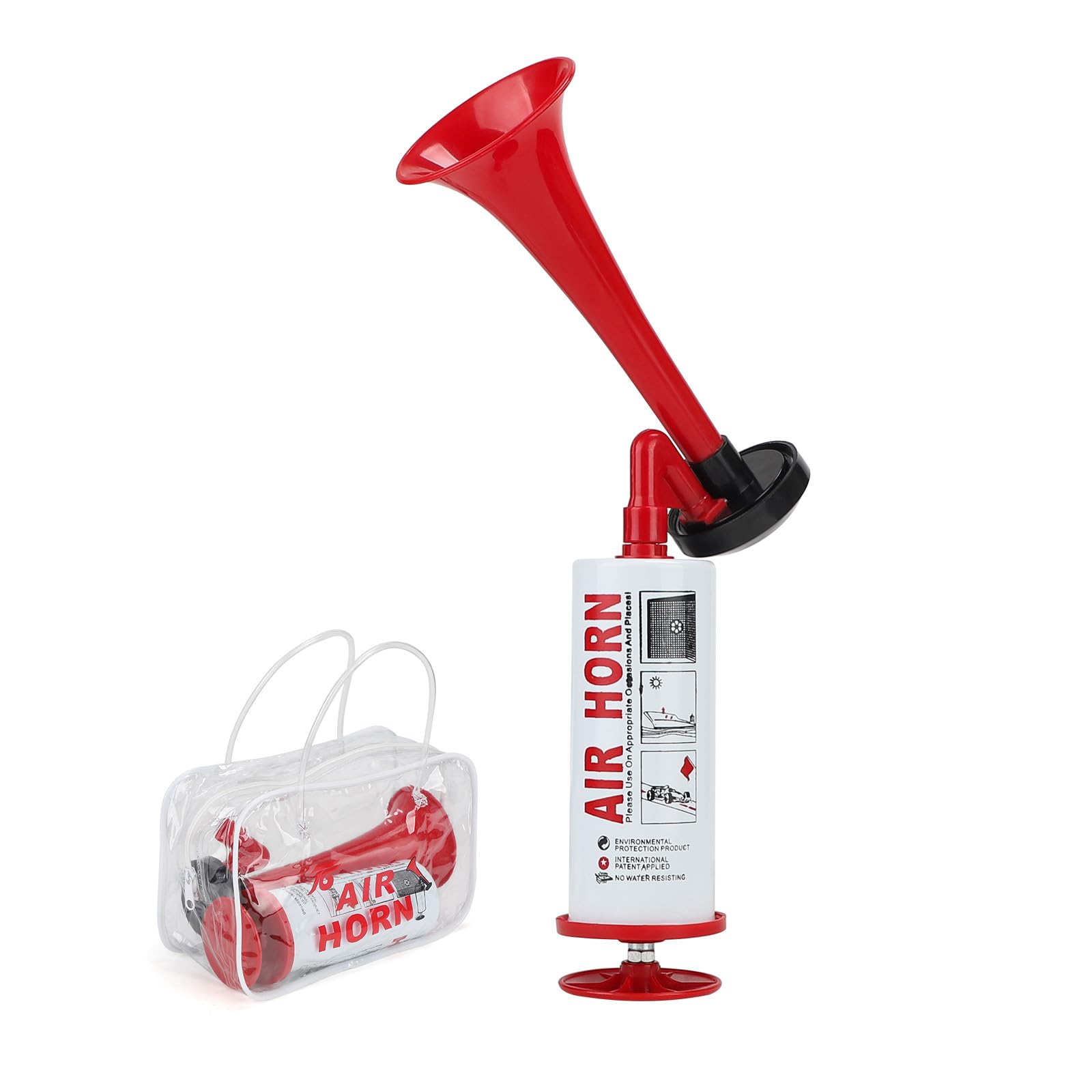 SUPAWAY Manuelles Signalhorn Handheld Air Horn Sehr Lautes Lufthorn Stadion Laut Horntrompete LufthornKrachmacher für Sportveranstaltungen, Bootfahren, Partys, Geburtstage, Camping, Graduierung, Rot von Supaway