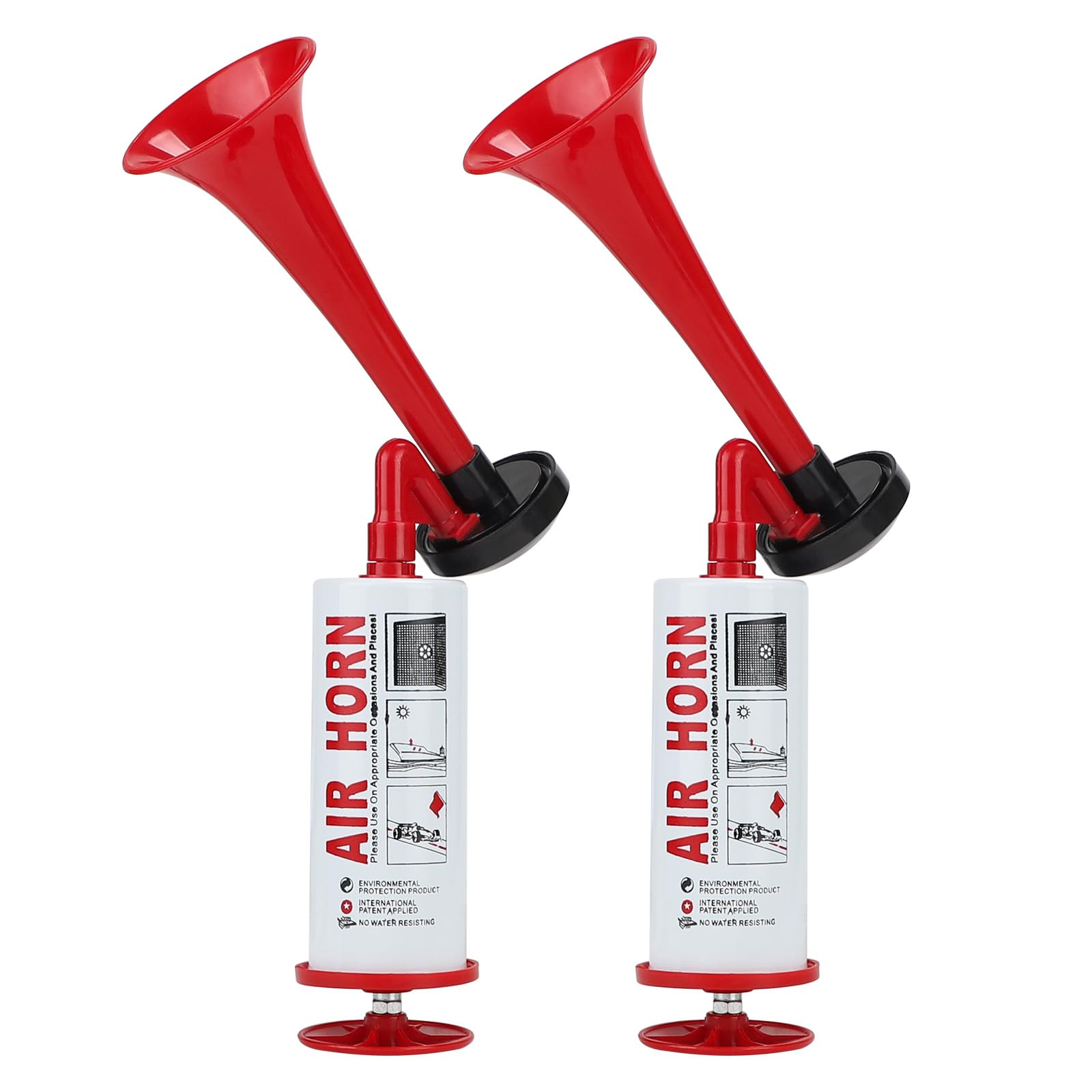 SUPAWAY Manuelles Signalhorn Handheld Air Horn Sehr Lautes Lufthorn Stadion Laut Horntrompete Party Horn fLufthornKrachmacher ür Sportveranstaltungen, Bootfahren, Geburtstage, Graduierung, Rot-2Pcs von Supaway