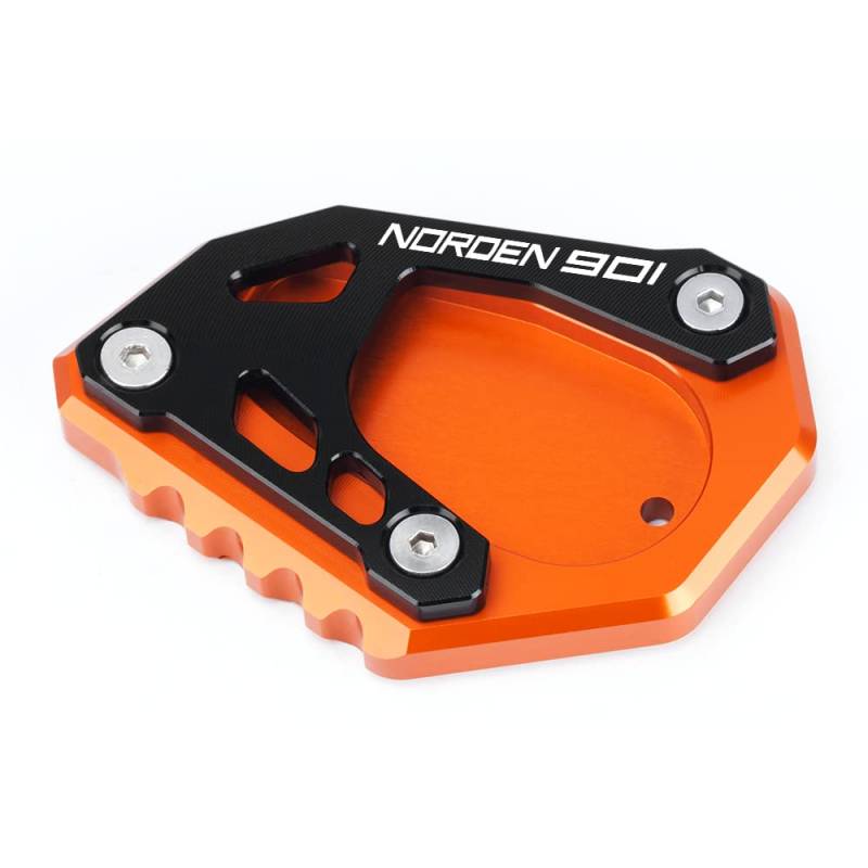 Super Modeer Motorrad seitenständer Verlängerungspolster Kompatibel mit Husq.var.na Norden 901 2021 2022 2023 CNC Zubehör (Orange/Schwarz) von Super Modeer