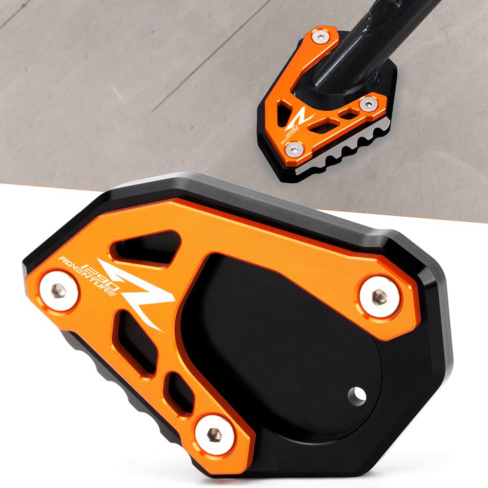 Motorrad Seitenständer Fit For KTM 1290 Adventure R | S | T 2016-2020 2021 2022 2023 | 1290 Adventure 2014 2015 2016 Ständer Platte Passt Kickstand Side Stand KTM 1290 Accessories Orange - Black von Super Vici