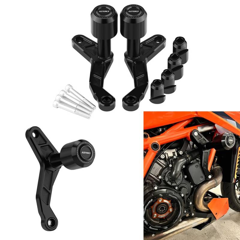 Motorrad Sturzschutz Kompatibel mit KTM 1290 Super Duke R RR 2020 2021 2022 2023 Frame Sliders KTM 1290 superduke R RR Sturzpads Motorradrahmen Absturzsicherung Fallschutz Zubehör Black von Super Vici