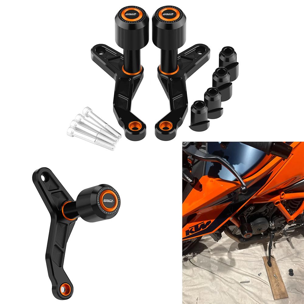 Motorrad Sturzschutz Kompatibel mit KTM 1290 Super Duke R RR 2020 2021 2022 2023 Frame Sliders KTM 1290 superduke R RR Sturzpads Motorradrahmen Absturzsicherung Fallschutz Zubehör Gold-1 von Super Vici