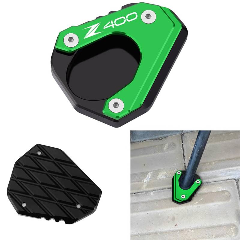 Mototorrad Seitenständer Fit Für Kawasaki z400 ninja400 2018-2023 2024 2025 | ninja500 2024 2025 | ninja 400 500 z 400 Ständer Platte Passt Kickstand Pedale GN von Super Vici